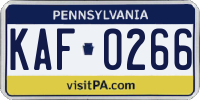 PA license plate KAF0266