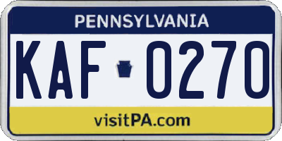 PA license plate KAF0270
