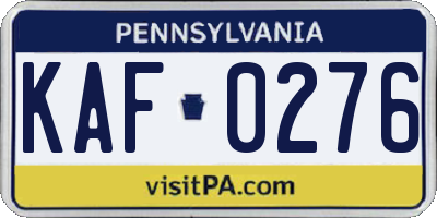 PA license plate KAF0276