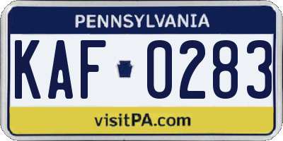 PA license plate KAF0283