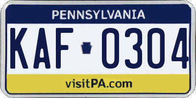 PA license plate KAF0304