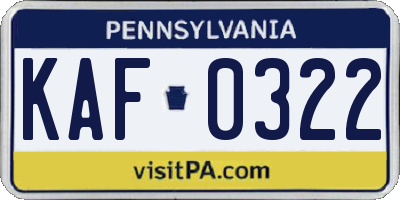 PA license plate KAF0322