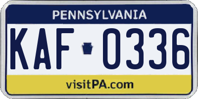 PA license plate KAF0336