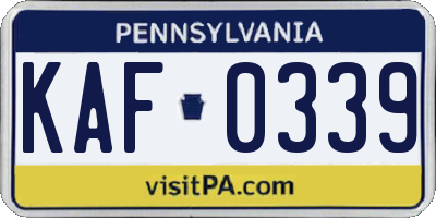 PA license plate KAF0339