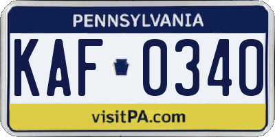 PA license plate KAF0340