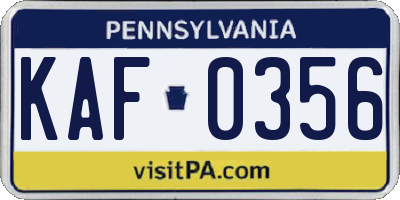 PA license plate KAF0356