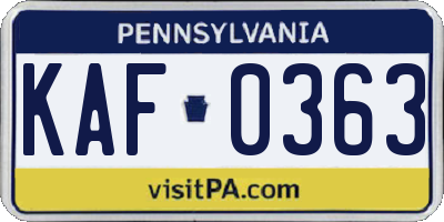 PA license plate KAF0363