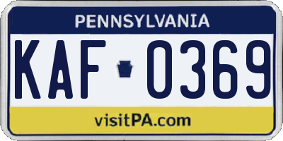 PA license plate KAF0369
