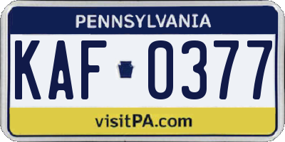 PA license plate KAF0377