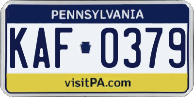 PA license plate KAF0379