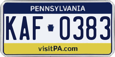 PA license plate KAF0383