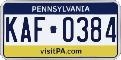 PA license plate KAF0384