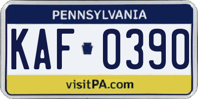 PA license plate KAF0390