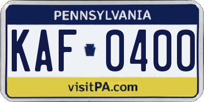 PA license plate KAF0400