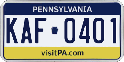 PA license plate KAF0401