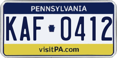PA license plate KAF0412