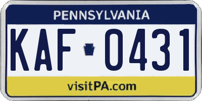 PA license plate KAF0431