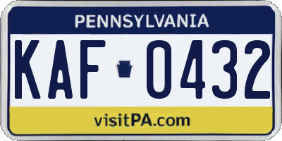 PA license plate KAF0432