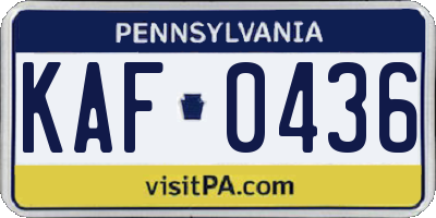 PA license plate KAF0436