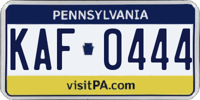 PA license plate KAF0444