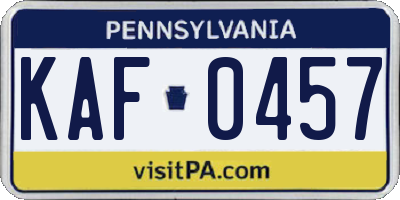 PA license plate KAF0457
