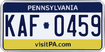 PA license plate KAF0459