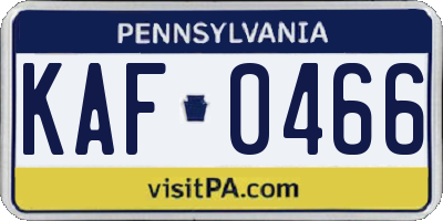 PA license plate KAF0466
