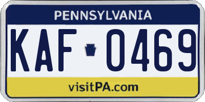 PA license plate KAF0469