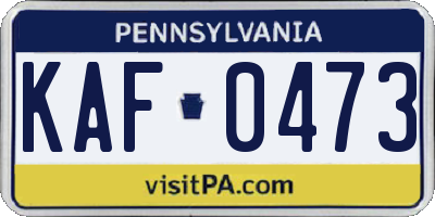 PA license plate KAF0473