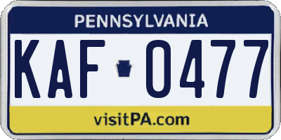 PA license plate KAF0477