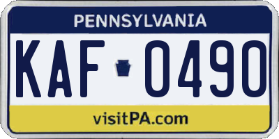 PA license plate KAF0490