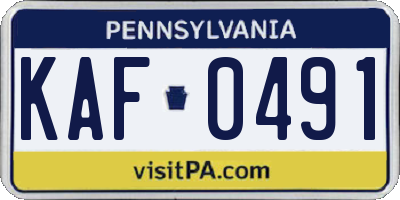 PA license plate KAF0491