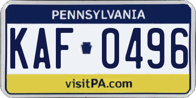 PA license plate KAF0496