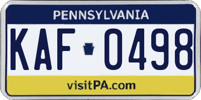 PA license plate KAF0498
