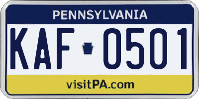 PA license plate KAF0501