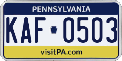 PA license plate KAF0503