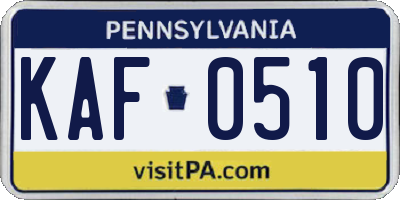 PA license plate KAF0510