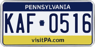 PA license plate KAF0516