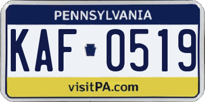 PA license plate KAF0519