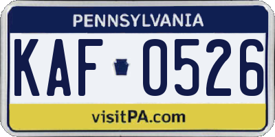 PA license plate KAF0526