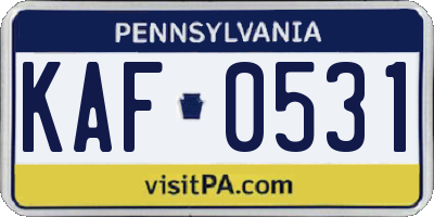 PA license plate KAF0531