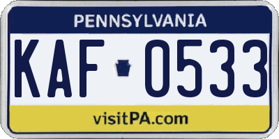 PA license plate KAF0533