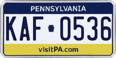 PA license plate KAF0536