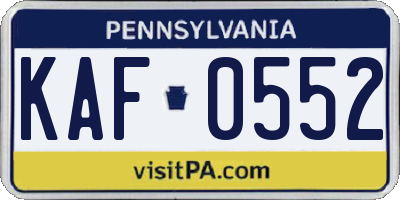 PA license plate KAF0552