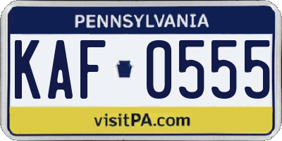 PA license plate KAF0555