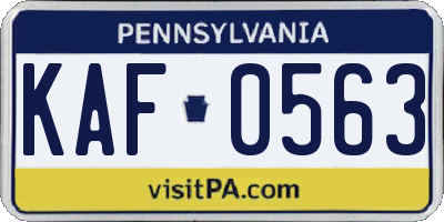 PA license plate KAF0563