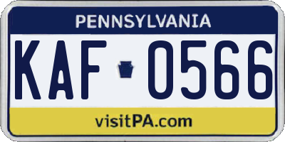 PA license plate KAF0566