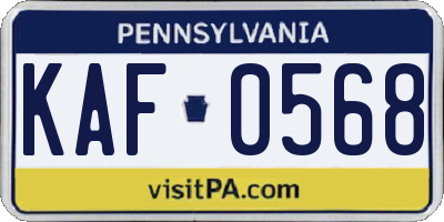 PA license plate KAF0568