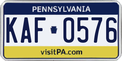 PA license plate KAF0576