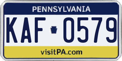 PA license plate KAF0579